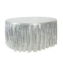 Nappe Ronde  280cm Sequin Argentée